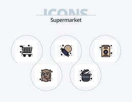 supermercato linea pieno icona imballare 5 icona design. cosmetici. bellezza. Farina. verdura. noccioline vettore