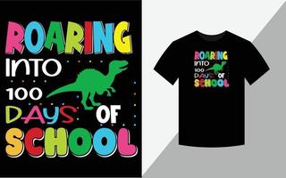 ruggente in 100 giorni di scuola maglietta design per bambini vettore