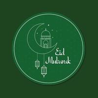 eid mubarak saluto design islamico linea moschea cupola con mezzaluna Luna gratuito vettore