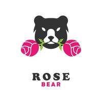 vettore grafica di orso e rosa logo icona