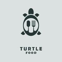 nero tartaruga silhouette logo vettore con forchetta e cucchiaio