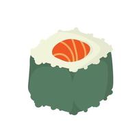 Sushi rotolo con sesamo, giapponese cibo. Sushi rotolo cartone animato stile icona. Sushi isolato su bianca sfondo. vettore cartone animato Sushi. mano disegnare stile Sushi rolls.sian cibo