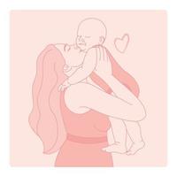 madre e bambino linea illustrazione. internazionale La madre di giorno. vettore