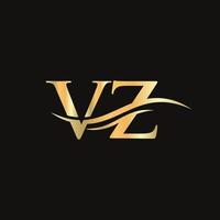 vz logo design vettore. swoosh lettera vz logo design vettore