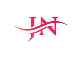 jn logo design. premio lettera jn logo design con acqua onda concetto vettore