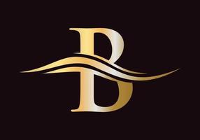 lettera B logo design. B logotipo con acqua onda concetto vettore