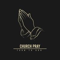 disegno del logo della chiesa prega, disegno dell'illustrazione della mano vettore