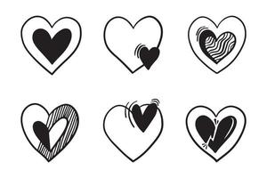 doodle del cuore, amore, illustrazione vettoriale. vettore