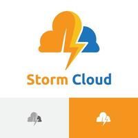 tempesta nube tuono tempesta natura Tech logo vettore