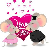 carino topo coppia mostrare loro amore San Valentino giorno romantico illustratore vettore impostato