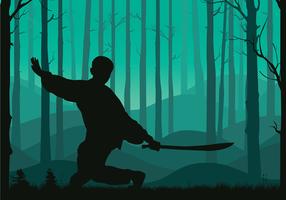 Wushu Silhouette vettoriali gratis