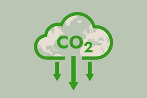 verde nube co2 riduzione carbonio biossido emissioni simbolo icona. vettore illustrazione