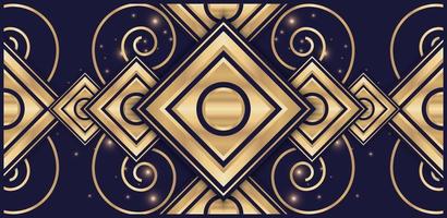elegante rettangolo forme blu e oro con spirale ornamenti vettore