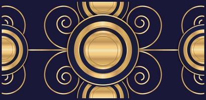 astratto arrotondato forme blu e oro con spirale ornamenti vettore