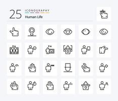 umano 25 linea icona imballare Compreso formazione scolastica. umano. visione. Elimina. avatar vettore