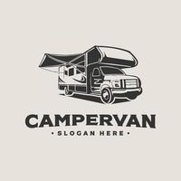 silhouette camper furgone logo vettore design