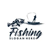 illustrazione del modello di progettazione del logo di pesca vettore