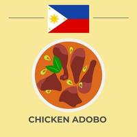pollo adobo Filippine cibo design vettore