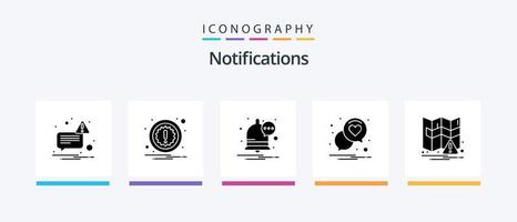 notifiche glifo 5 icona imballare Compreso . notifica. notifica. navigazione. romanza. creativo icone design vettore