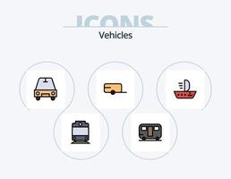 veicoli linea pieno icona imballare 5 icona design. . . funicolare. carro. trailer vettore
