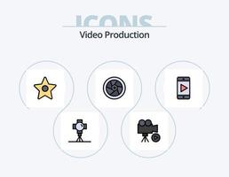 video produzione linea pieno icona imballare 5 icona design. media. film . video. film vettore