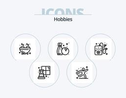 Hobby linea icona imballare 5 icona design. moda. sfera. bere. Borsa. Hobby vettore