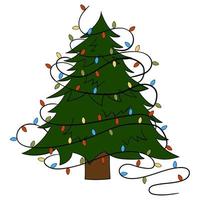 cartone animato Natale albero con Natale luci. vettore