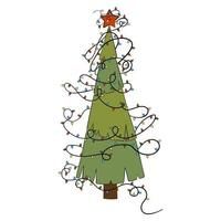 cartone animato Natale albero con Natale luci. vettore