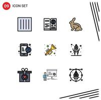 9 creativo icone moderno segni e simboli di Internet comunicazione viaggio attività commerciale Pasqua coniglietto modificabile vettore design elementi