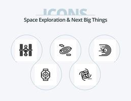 spazio esplorazione e Il prossimo grande cose linea icona imballare 5 icona design. abitazione. costruzione. artificiale. colonia. militare vettore