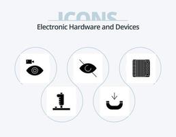 dispositivi glifo icona imballare 5 icona design. strumento. fisarmonica. videocamera. Visualizza. occhio vettore