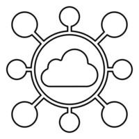 nube, connessione, media icona vettore