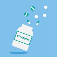 icona medico vaso vitamine con sparpagliato pillole vettore
