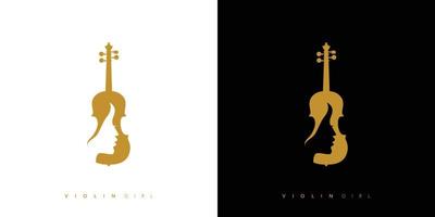 lusso e unico violino ragazza logo design vettore