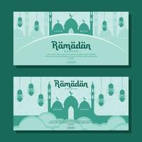 Ramadan orizzontale bandiera illustrazione nel piatto design vettore