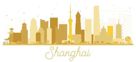 shanghai Cina città orizzonte d'oro silhouette. vettore