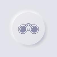 binocolo icona, bianca neumorphism morbido ui design per ragnatela disegno, applicazione ui e Di più, pulsante, vettore. vettore
