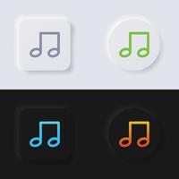 musica Nota pulsante icona impostare, multicolore neumorphism pulsante morbido ui design per ragnatela disegno, applicazione ui e Di più, pulsante, vettore. vettore