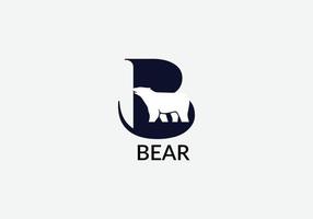 orso astratto B lettera con orso moderno emblema unico logo design vettore