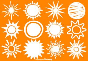 Icone disegnate a mano del sole di vettore