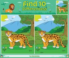 trova 10 differenze gioco per bambini animali giaguaro vettore