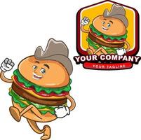 hamburger cartone animato portafortuna logo vettore