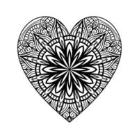 cuore sagomato mandala floreale modello per colorazione prenotare, cuore con floreale mandala modello, mano disegnato cuore floreale mandala scarabocchio, cuore mandala colorazione pagina per adulto vettore