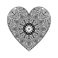 cuore sagomato mandala floreale modello per colorazione prenotare, cuore con floreale mandala modello, mano disegnato cuore floreale mandala scarabocchio, cuore mandala colorazione pagina per adulto vettore