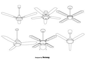 Insieme delle illustrazioni dettagliate del ventilatore del soffitto di vettore