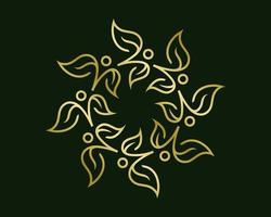 foglia benessere le foglie rilassare astratto decorativo ornamentale oro lusso lineare linea vettore logo design
