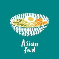 asiatico cibo cucina la minestra isolato illustrazione su blu sfondo vettore