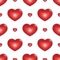 senza soluzione di continuità modello con rosso Basso poli cuore. simbolo di amore. vettore illustrazione