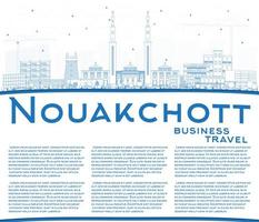 schema nouakchott mauritania città orizzonte con blu edifici e copia spazio. vettore