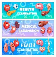 Salute medico visita medica, cartone animato divertente organi vettore